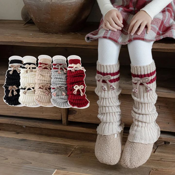 2026%20Girls%20American%20Preppy%20Style%20Knitted%20Leg%20Warmers%20Striped%20Kids%20Leg%20Warmers%20with%20Bow%20Decor%20Autumn%20Winter%20Warm%20Leggings%20-%20Image%202