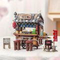New Style Food Stall Braised Octopus Restaurant Mini Building Blocks.
