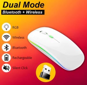 Bilashmart Dual Mode Rechargeable Wireless Mouse Bluetooth 5.0 2.4 GHz Optical Wireless Mouse 1600DPI