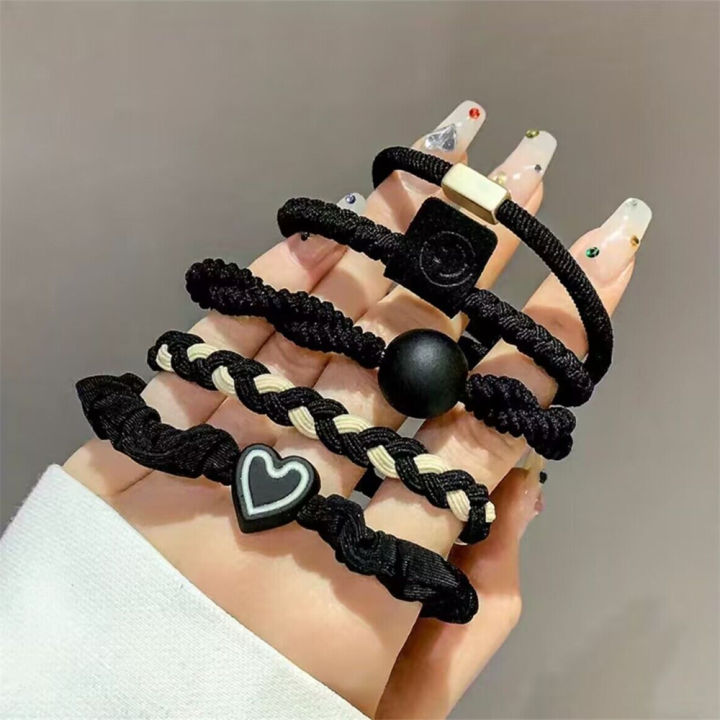 5/10/20pcs%20Simple%20Style%20Hair%20Tie%20Set%20Braided%20Hair%20Rope%20Heart%20Decor%20Scrunchies%20Elastic%20Ponytail%20Holder%20Hair%20Accessories%20For%20Women%20-%20Image%205