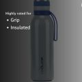 reduce Stainless Steel Vacuum Insulated Hydro Pro Bottle with Nonslip Rubber Base & Carrying Strap, 20oz - Tasteless and Odorless (Opaque Gloss Gray. 