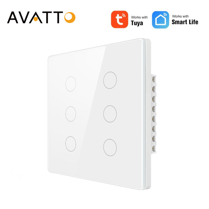 AVATTO Brazil WiFi Smart Light Wall Switch,Tuya Touch-Sensor Smart Interruptor 4/6 Gang Switch,Work for Alexa Google Home