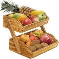 Fruit Basket, 2 Tier Wooden Fruit Basket for Kitchen, Fruit Stand Storage Holder, Fruit Bowl for Fruit, Vegetables and Snack Home Kitchen Countertop Organizer (Self-assembly. 