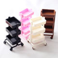 1Set 1:12 Dollhouse Miniature Trolley Dining Cart with Wheels Storage Display Shelf Bookshelf Furniture Model Decor Toy.