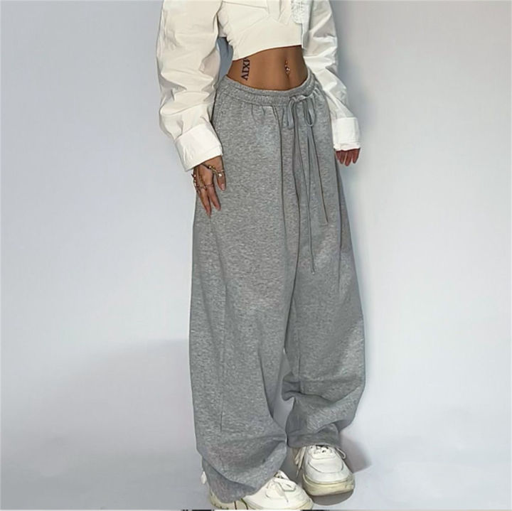 Casual%20Solid%20Sweatpants%20For%20Women%20High%20Waist%20Lace%20Up%20Loose%20Joggers%20Pant%20Classic%20Baggy%20Streetwear%20Female%20Sport%20Dance%20Trouser%20Y2K%20-%20Image%202