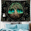 VIKAMA Aurora Tree of Life Tapestry Tree Pattern Starry Sky Spiritual Retreat Meditation Space Wall Hanging Themed Room Decor. 