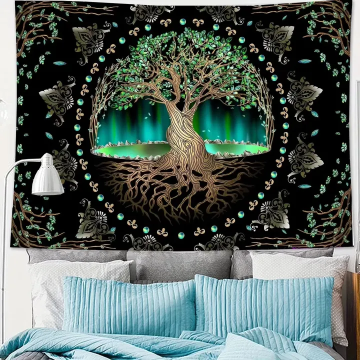 VIKAMA%20Aurora%20Tree%20of%20Life%20Tapestry%20Tree%20Pattern%20Starry%20Sky%20Spiritual%20Retreat%20Meditation%20Space%20Wall%20Hanging%20Themed%20Room%20Decor%20-%20Image%202