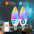 Smart Led Candle Light Bulbs E14 Wifi Bluetooth Tuya Smart Life Spotlight RGB Lamp App Control for Bedroom Living Room Decor lightify. 