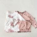 2psc Spring And Autumn Newborn Infant Baby Girls Suit Cartoon Long Sleeved Thread Cotton Kids Fashion Baby Clothing.