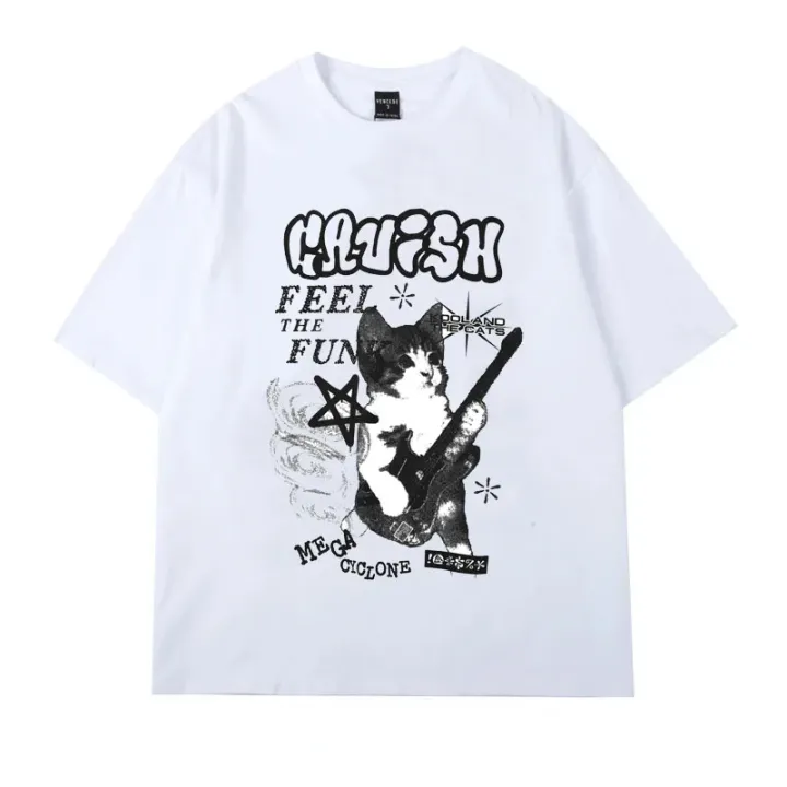 American%20Cat%20Rock%20Guitar%20Graphic%20Short%20Sleeve%20T-Shirt%20Loose%20Korean%20Fashion%20Oversized%20Women's%20Summer%20Clothes%20Y2k%20Streetwear%20-%20Image%205
