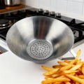 French Fries Oil Strainer 304 Stainless Steel Grease Funnel Food Draining Bowl with Oil Catcher for Home Kitchen Commercial. 