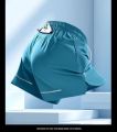 Summer running shorts men's 2-in-1 quick drying pants reduce friction marathon track and field training fitness three part pants.