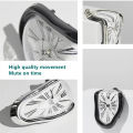 Vintage Silver Twisted Melting Clock Creative Melting Right-angle Silent Clock Decoration Home Office. 
