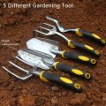Nuoshen 5 Piece Gardening Tool Set, Heavy Duty Aluminum Garden Hand Tools, Small Trowel, Rake, Weeder, Spade, Cultivator, Digging Planting Weeding Farming Seeding Garden Tools Kit for Women, Family, Gardeners. 