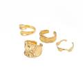 Ingemark 4Pcs/Set Punk Vintage Irregular Geometric Open Rings Creative Adjustable Chunky Metal Finger Ring Statement New Jewelry. 