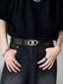 Stylish Oval Cross Metal Buckle Belt - Durable, Simple, and Universally Compatible - Unisex Gift Idea for Men and Women. 