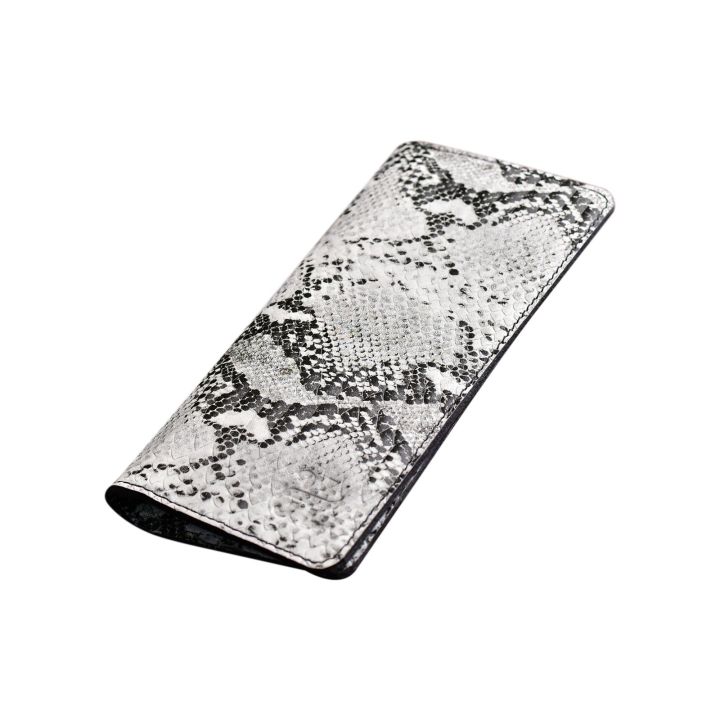 Premium Quality Genuine White leather Handmade long Fold Wallet in Snake Style texture for Mens