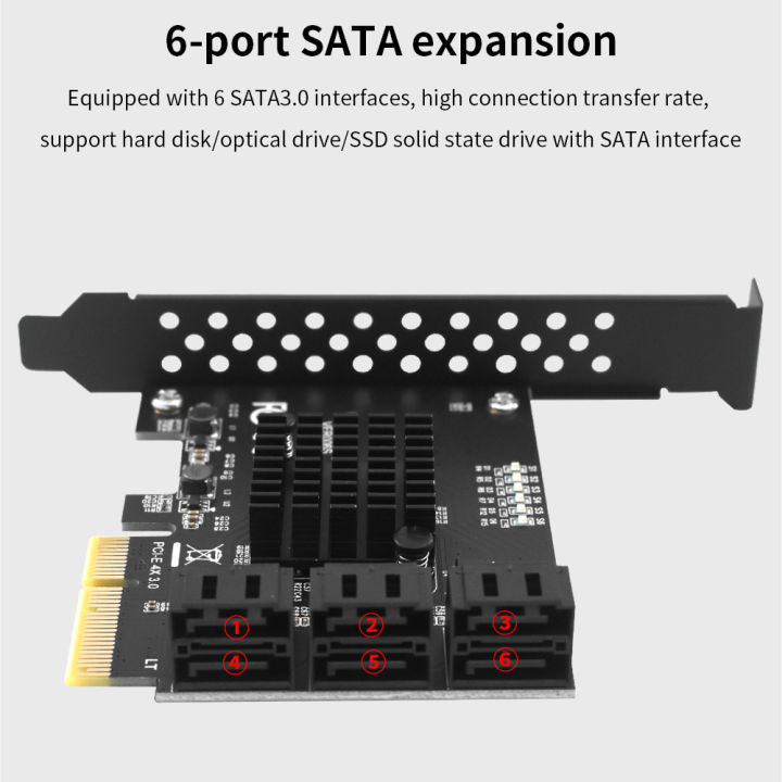 TISHRIC%20PCIE%204X%20To%206%20Ports%20SATA%203.0%206%20Gbps%20Expansion%20Card%20Pcie%20Splitter%20Controller%20PCI-Express%204x%208x%2016x%20Add%20On%20Card%20for%20HDD%20SSD%20-%20Image%203