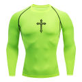 Cross Print Compression Shirt for Men Christian Athletic Tshirt Tees Tops Gym Workout Running Baselayers Undershirts Rash Guard.
