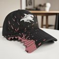 1pc Unisex Shark Embroidered Baseball Cap - Funky Style Black with Pink Accents, All-Season Comfort, Durable High-Quality Fabric.