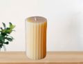SCENTED ROUND SHAPED STRIPED PILLAR CANDLE (3.25x2 inches ---- 01 Pc). 