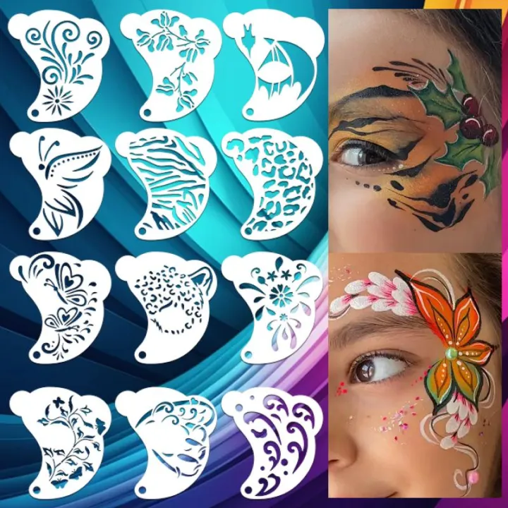 16Pcs%20Reusable%20Face%20Painting%20Tattoo%20Stencil%20Set%20Hollowed%20Body%20Art%20Eyebrow%20Template%20Hand%20Drawn%20Spray%20Painting%20DIY%20Stencils%20-%20Image%203