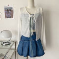 2026 White Tie Up Summer Cardigan Women  Long Sleeve Sheer Mesh Crop Tops Woman Chic All Match Short Printed T Shirt Mujer. 