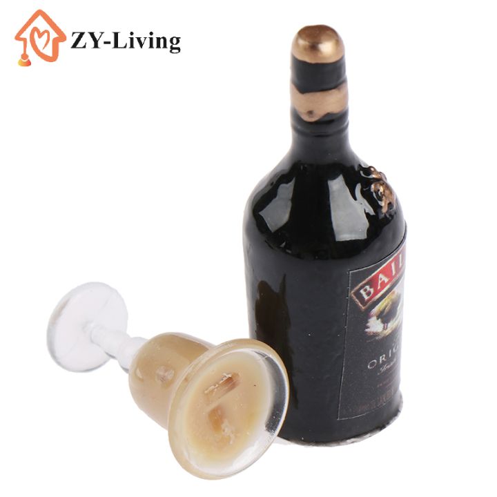 1/12 Dollhouse Miniature Wine Bottle Set with cup Simulation Drinks Model Toys