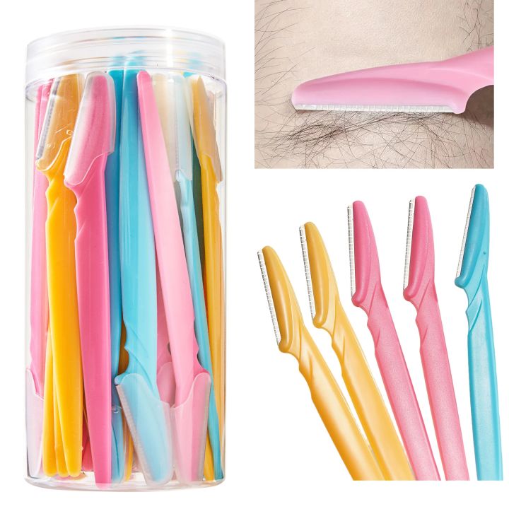 30Ppcs Bottle Eyebrow Razors With Container Facial Eye Brow Trimmer In Case Hair Removal Shaver Safe Blades Trimming Tools