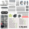 170-410pcs Professional Fishing Kit with Tackle Box, Hooks Sinkers Swivels for Bass Trout Saltwater Fishing Complete Lure Set. 
