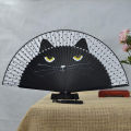 Cat Chinese Cartoon Silk Fashionable Japan style Hand Fans Popular Lovely Kitty fan Handheld Folding Women Girls show Fans. 