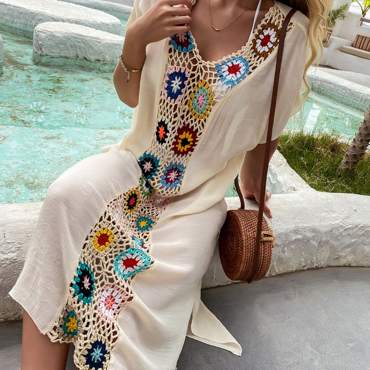 CROCHET%20BIKINI%20Women%20Beach%20Dress%20Cover-Ups%20Swimsuit%20Beachwear%20Bathing%20Suit%20Swim%20Cape%20For%20Woman%20Summer%20Tunic%20Saida%20Praia%20-%20Image%205