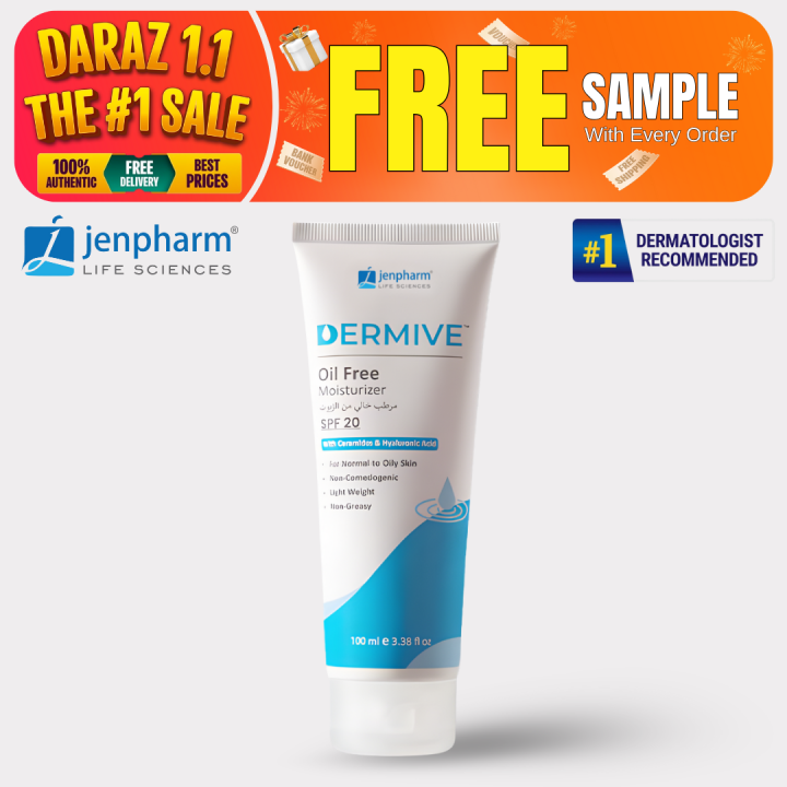 Jenpharm - Dermive Oil Free Moisturizer - 100ml | For Men & Women