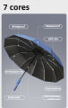 12 Ribs Windproof Strong Reinforced Automatic Folding Umbrella for Men, Large Buckle Handle, Double Bone Wind and Water Resistant.