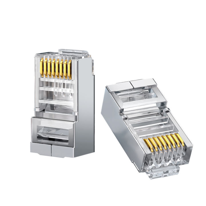 RJ45 Connector 50μ Gold-Plated 8P/8C Crimp end For Cat5e Cat6 Pass-Thru ...