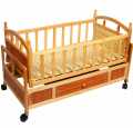 Baby Compact Folding Wooden Window Crib with Safety Gate, Natural. 