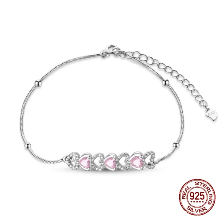 2025%20Original%20Design%20100%25%20925%20Sterling%20Silver%20Pink%20Love%20Heart%20Anklet%20Suitable%20For%20DIY%20Jewelry%20Making%20Valentine'S%20Day%20Gift%20-%20Image%206