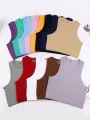 Crop Top Women Solid Basic T-shirts Vest Seamless Streetwear Elastic Rib-Knit Sleeveless Casual Tank Tops Female. 