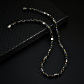 Magnetic Black Onyx Gold Bead Necklace Unisex Healing Therapy Jewelry For Men Women with Magnetic Clasp. 