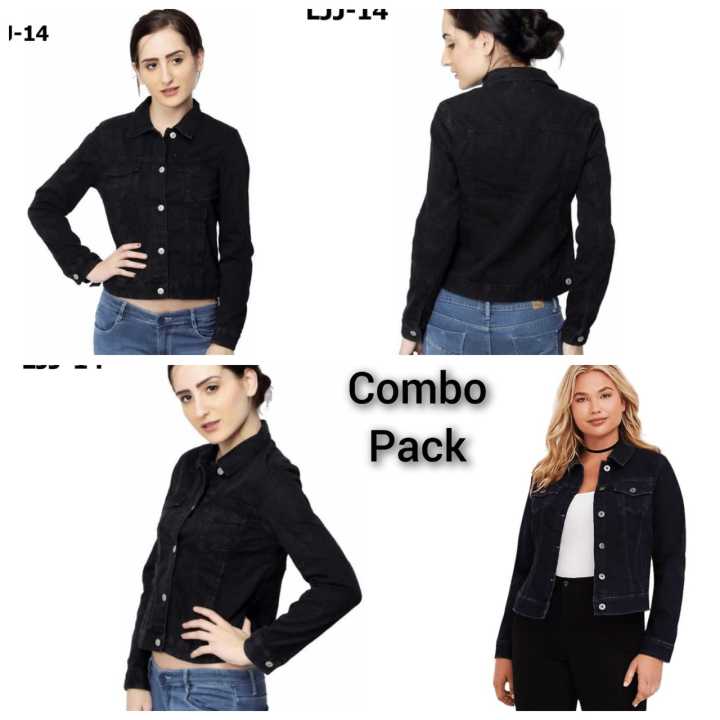 Women's 4picece Combo Pack Fashionable Denim Fabrics Jeans Jacket