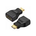 Mini HDMI Male to HDMI Female Adapter Cable for Connecting Cameras and Tablets to TVs Monitors and Projectors with Gold Plated Connectors. 