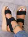 Women's Light Weight Wedge Sandals Open Toe Platform Thick Soled Summer Casual Slingback Shoes with Back Strap Leisure Footwear. 