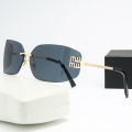 Curved One-Piece Sunglasses, Frameless Square Cut-Edge Design, UV400 Protection, Women's High-End Street Style. 