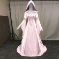 Medieval Renaissance Maxi Train Dress Women Halloween Devil Pagan Witch Wedding Costume Hooded Gown Robe Cosplay Costume. 