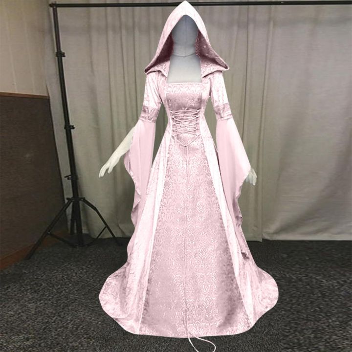 Medieval%20Renaissance%20Maxi%20Train%20Dress%20Women%20Halloween%20Devil%20Pagan%20Witch%20Wedding%20Costume%20Hooded%20Gown%20Robe%20Cosplay%20Costume%20-%20Image%203