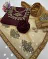 Fancy Mirror Work 3-Piece Katan Silk Collection - Imported, Heavy Silver Thread Embroidery. 