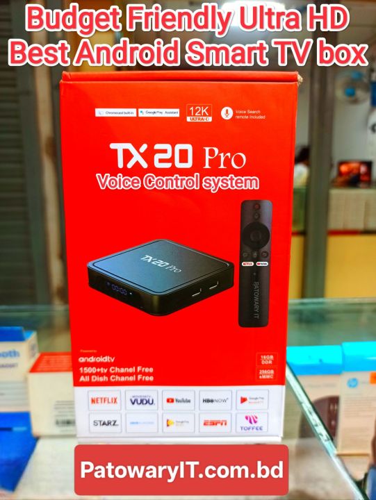 TX20 Pro 12K Ultra HD Best Android Smart TV Box. With Voice control, Bluetooth and Warranty