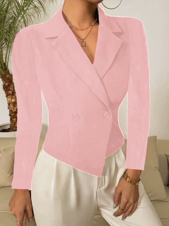 Tailored%20Double%20Breasted%20Blazer%20Top%20with%20Asymmetric%20Hem%20for%20Women%20Office%20Party%20-%20Image%203
