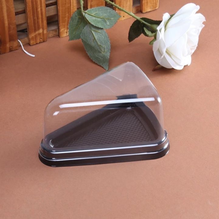 Clear Plastic Black Base Triangle Cake hoder