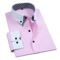 Mens Double Layer Dress Shirt Long Sleeve Non Iron Fashion Business Formal Regular Fit Office Camisa Social Solid Button Shirts. 